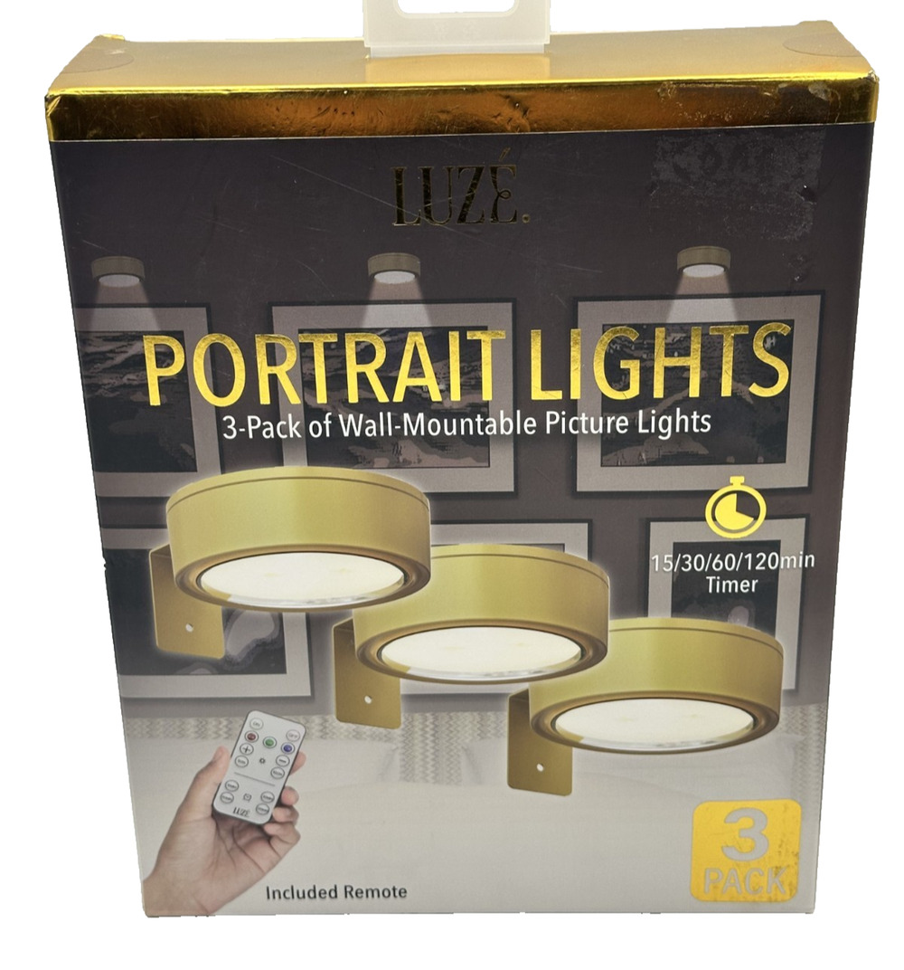 Luze Portrait Lights 3Pcs Battery Operated Picture Light Magnetic LED W/ Remote